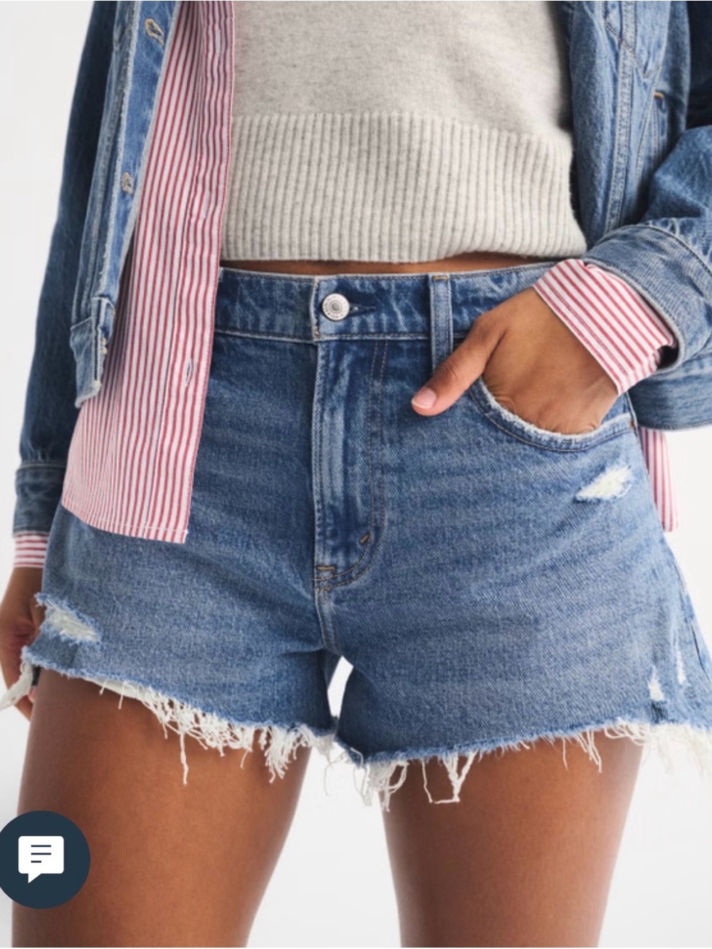 Abercrombie & Fitch Light Blue High-Rise Cutoff Denim Shorts